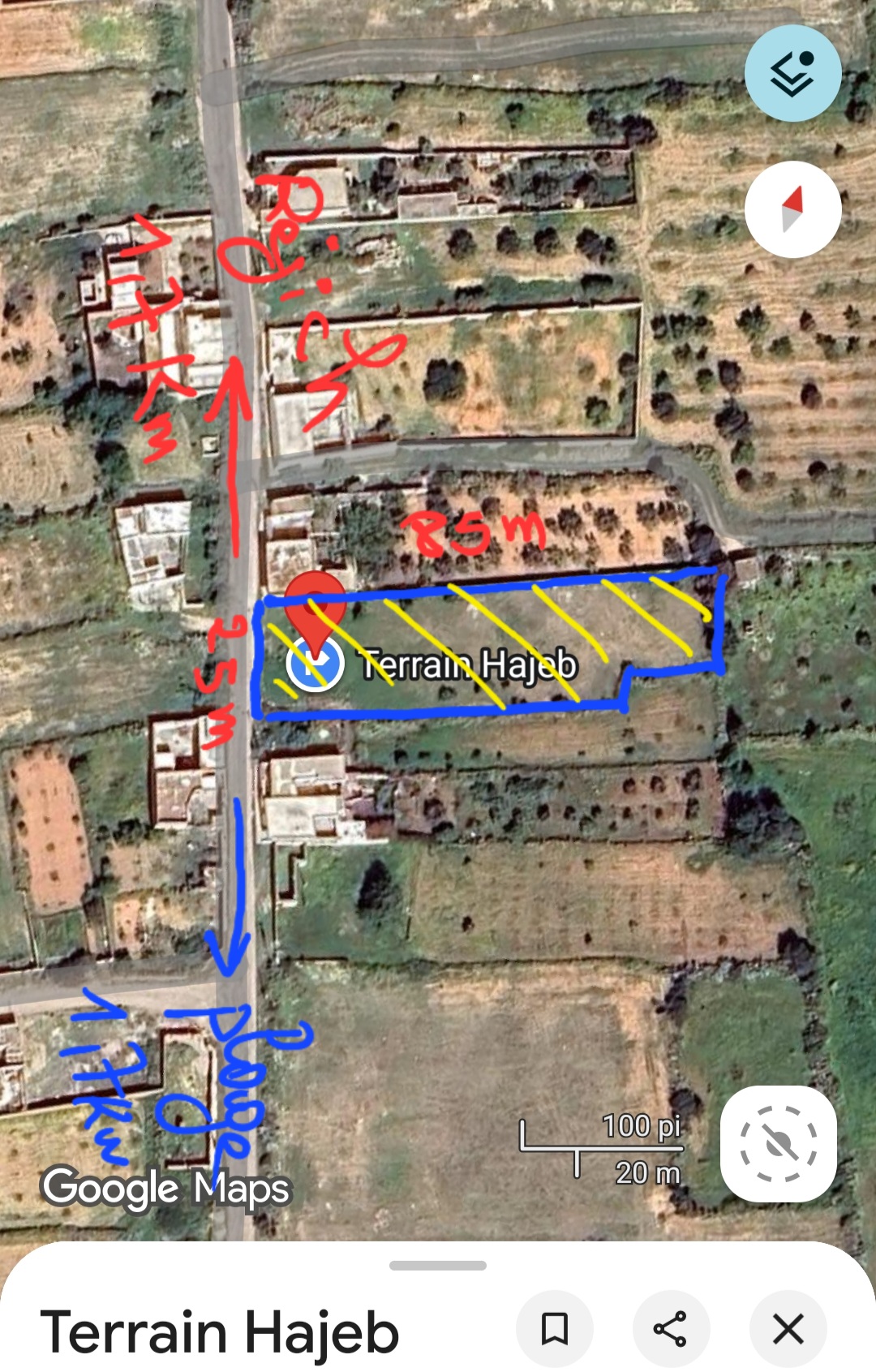 Ksour Essaf&nbsp;Cite El Hajeb&nbsp;Terrain&nbsp;Terrain nu&nbsp;Terrain de 2 000 m2 � el hajeb 150 dt le m2