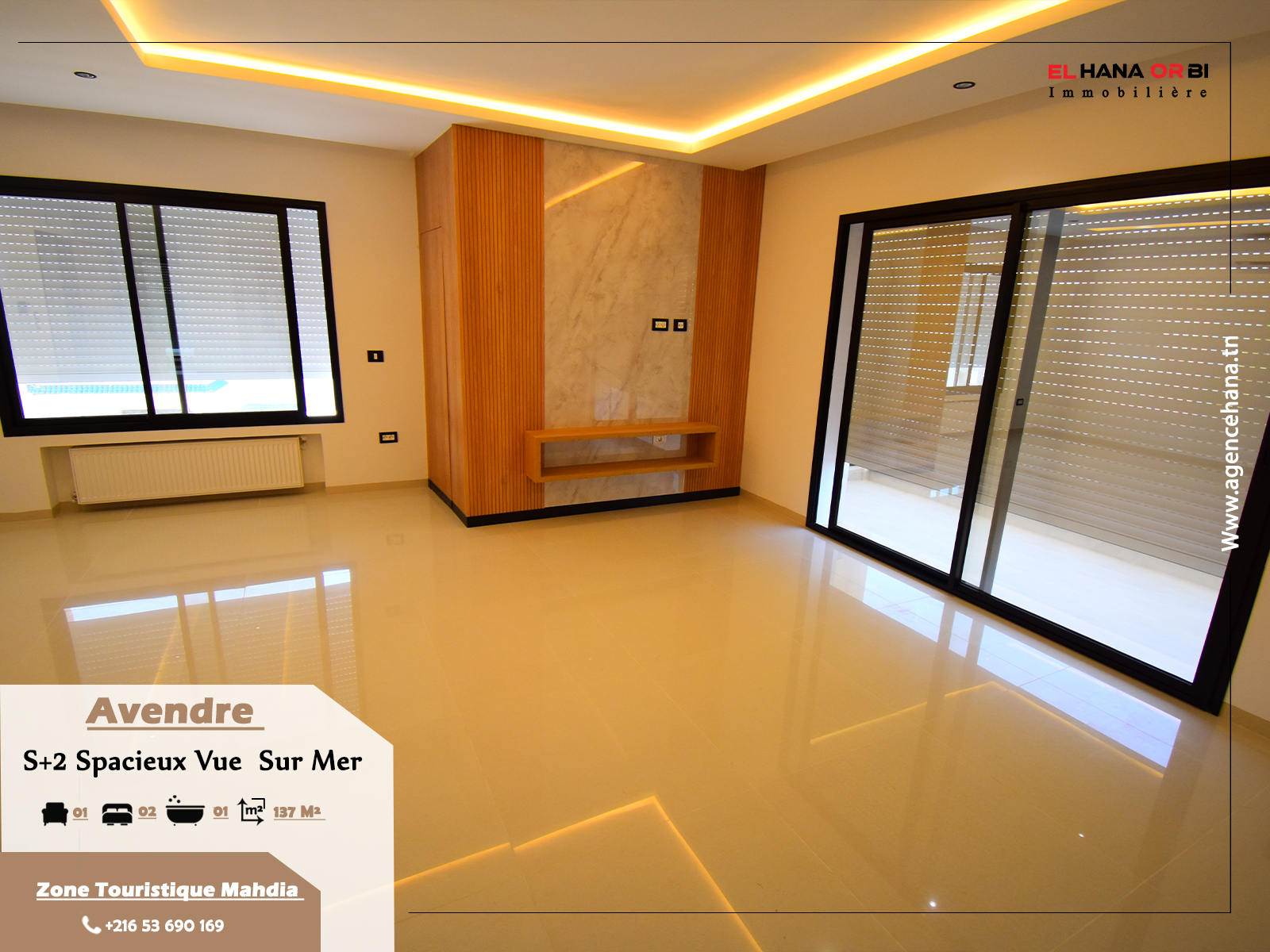 Mahdia&nbsp;Mahdia&nbsp;Vente&nbsp;Appart. 2 pi�ces&nbsp;S2 vue sur mer luxe et neuf � corniche mahdia