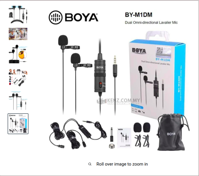 Soliman&nbsp;Soliman&nbsp;Cordon et accessoires&nbsp;Cordon et accessoires&nbsp;Boya by m1dm micro lavalier double omnidirectionel
