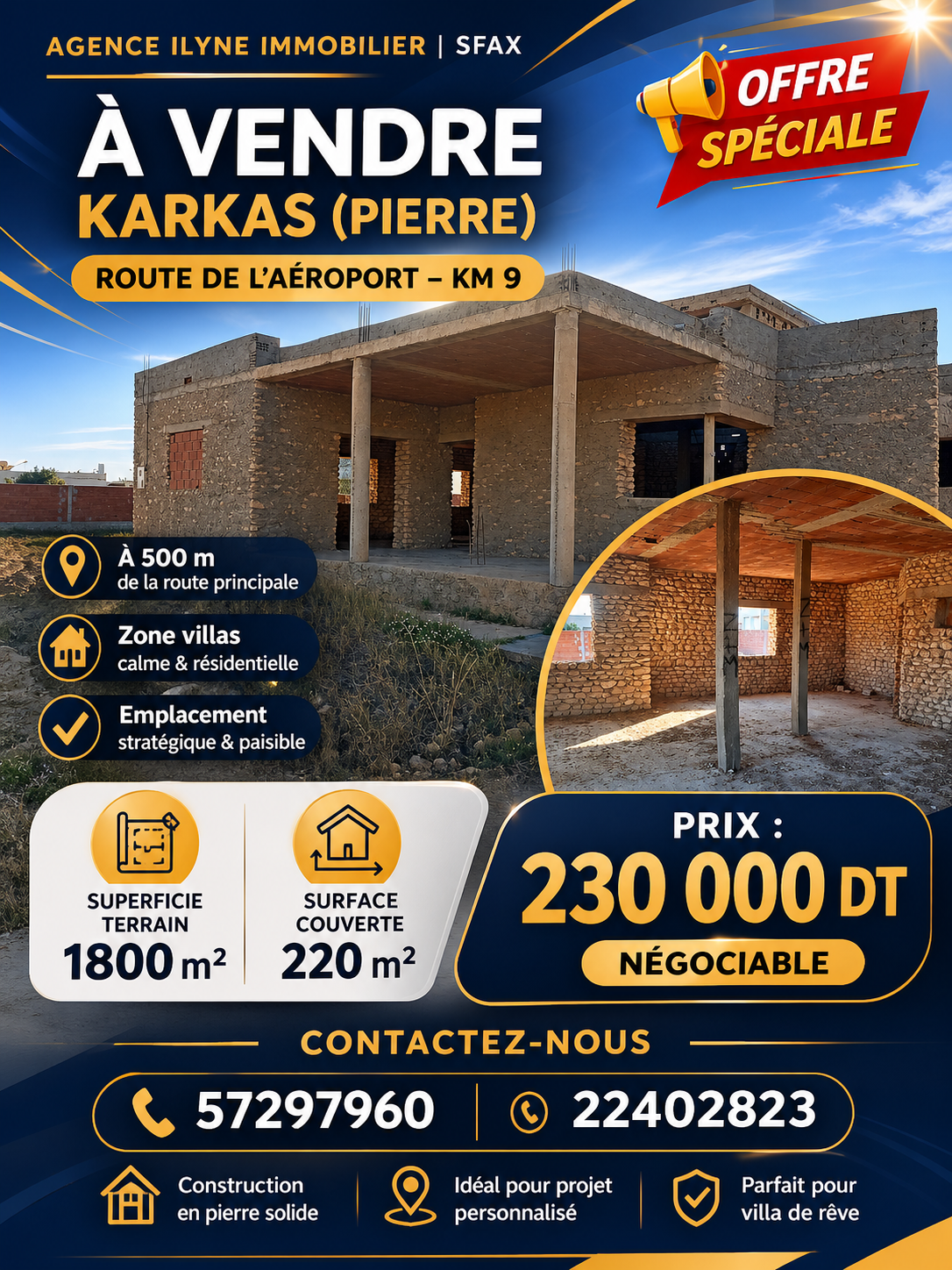 Sfax Sud&nbsp;El Hajeb&nbsp;Vente&nbsp;Maisons&nbsp;Carcasse villa