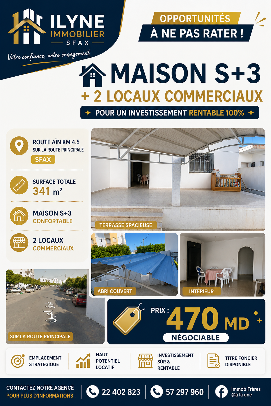 Sfax Ville&nbsp;Sfax&nbsp;Vente&nbsp;Maisons&nbsp;Investissement rentable maison s3 et deux locaux