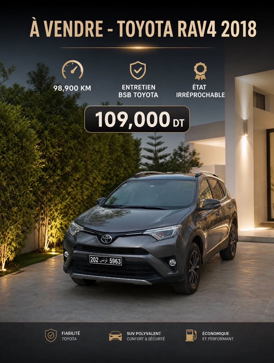 La Soukra&nbsp;Sidi Frej&nbsp;Toyota&nbsp;RAV 4&nbsp;Toyota rav4 ann�e 2018 en tr�s bon �tat