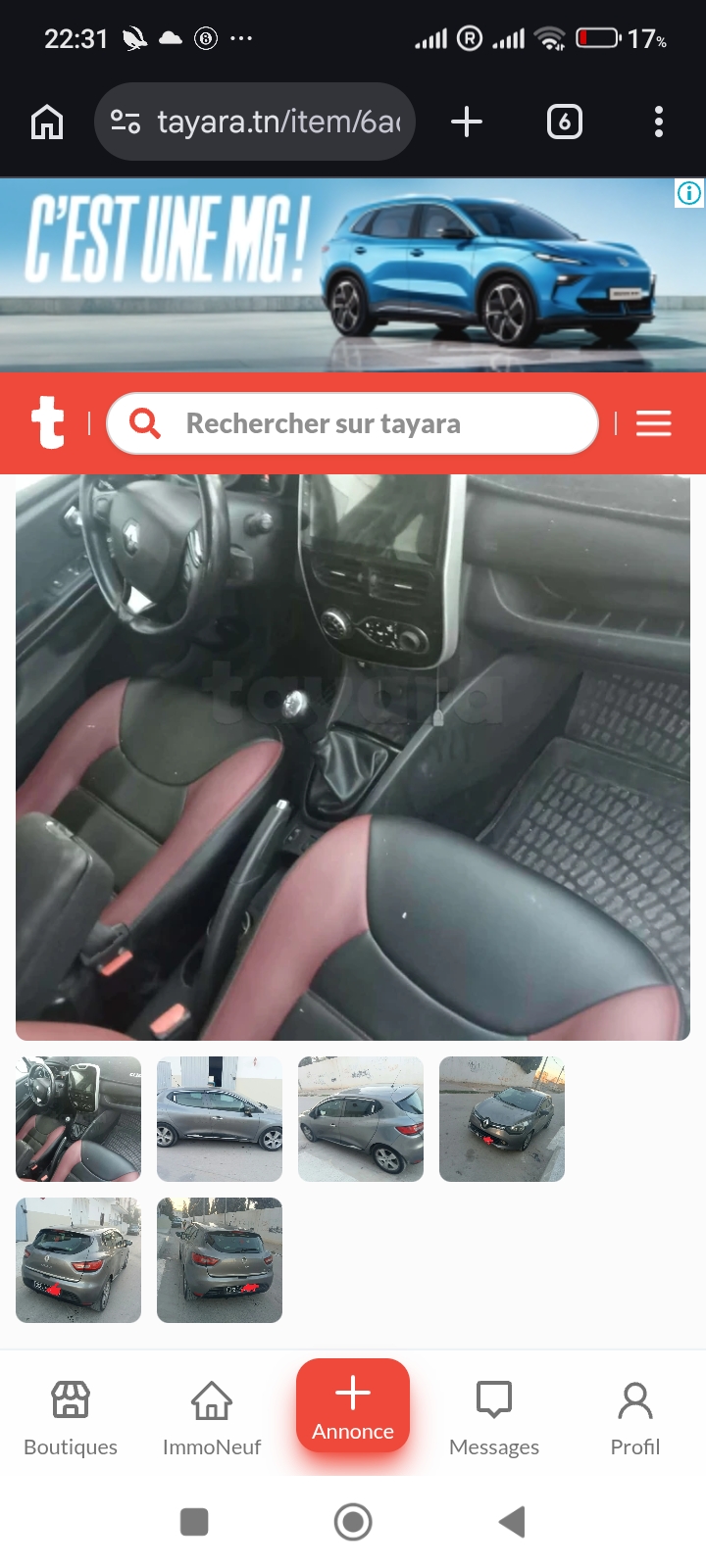 Sousse Riadh&nbsp;Zaouiet Sousse&nbsp;Renault&nbsp;Clio&nbsp;Clio 4 dynamique serie 212
